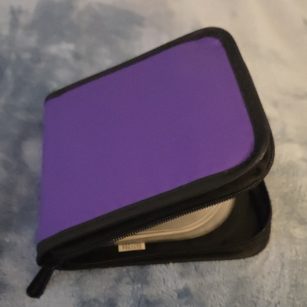 Purple and Black Zippered Case for CDs or DVDs